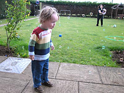 Watching and waiting near the bubble machine